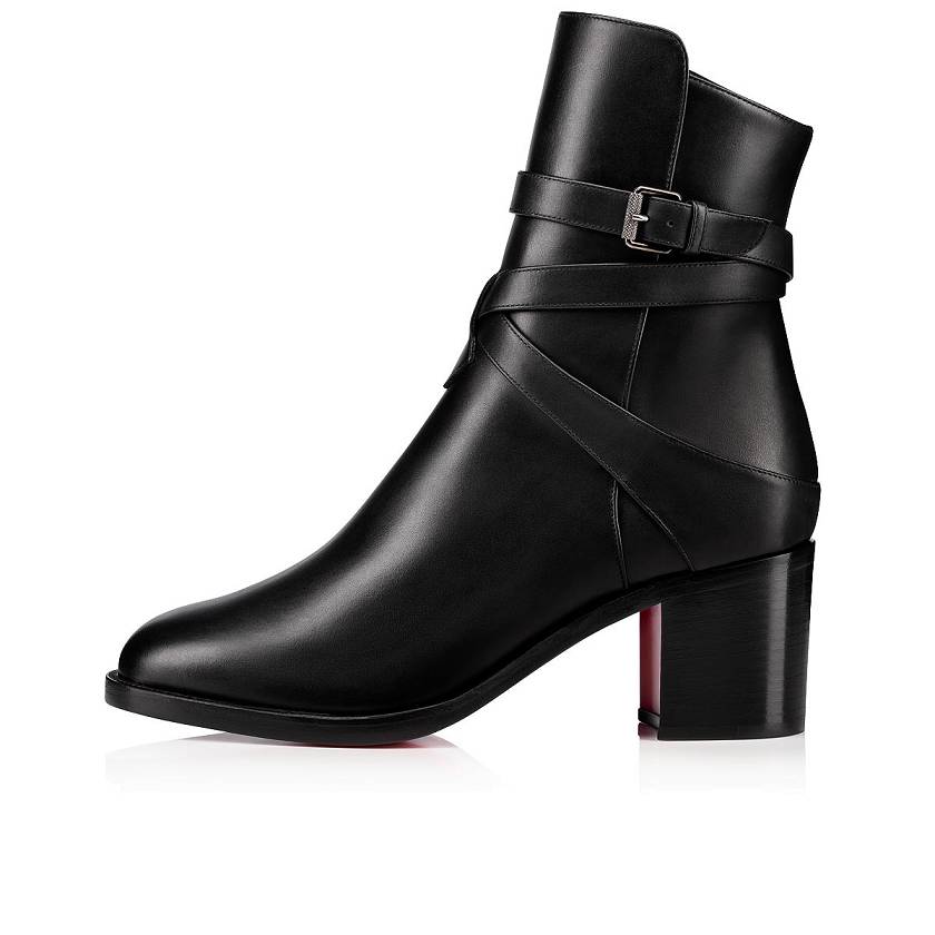 Women's Christian Louboutin Karistrap 70mm Leather Ankle Boots - Black [4768-531]